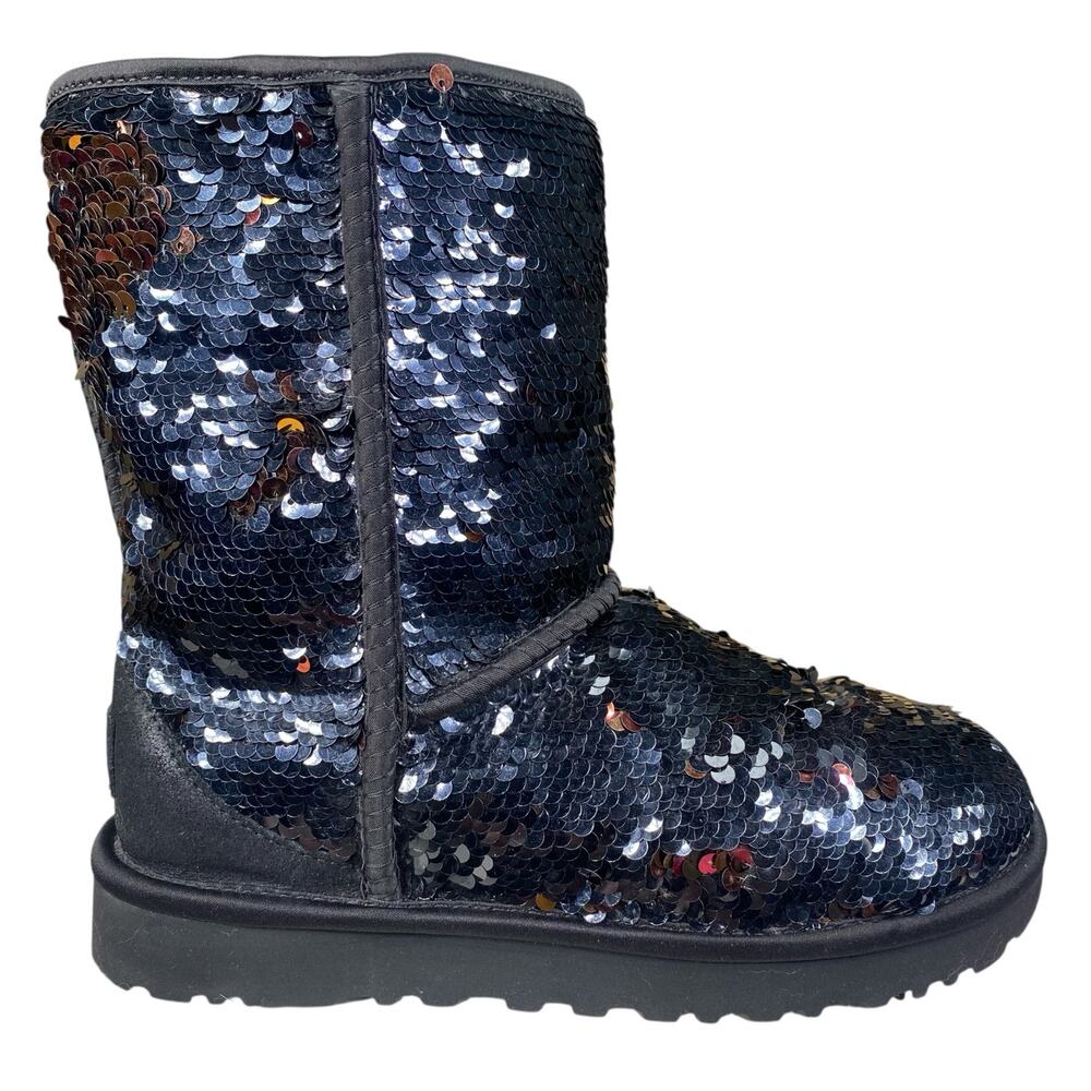 UGG Women’s Classic Short Black Cosmos Sequin Winter Boot Size US 6